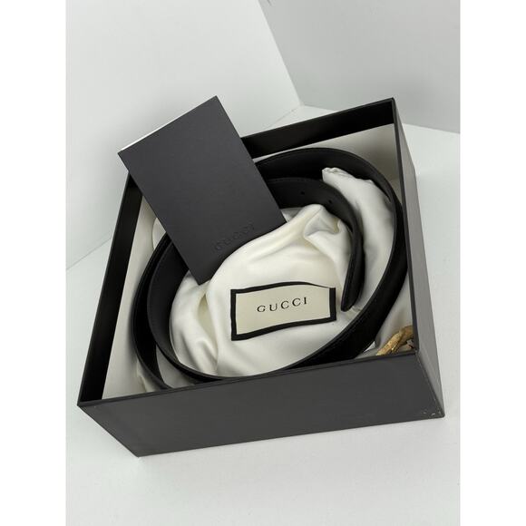 Gucci GG Marmont Thin Leather Belt with Gold Hardware, 39" - Picture 5 of 6